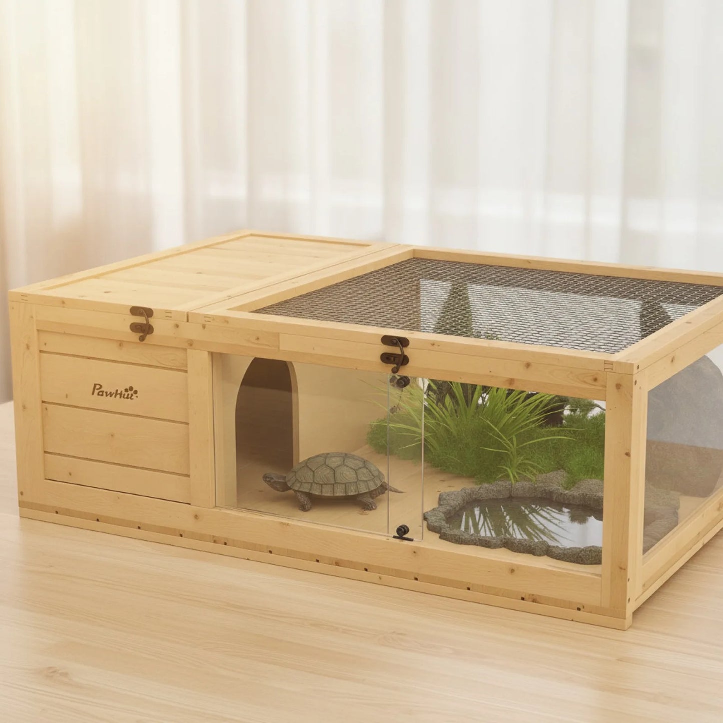 Maison Tortue Bois PawHut - Habitat Naturel & Sécurisé
