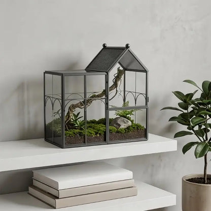 Terrarium Géométrique Noir Verre - 22cm
