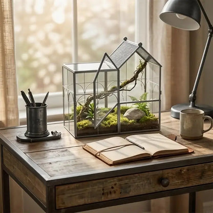 Terrarium Géométrique Noir Verre - 22cm