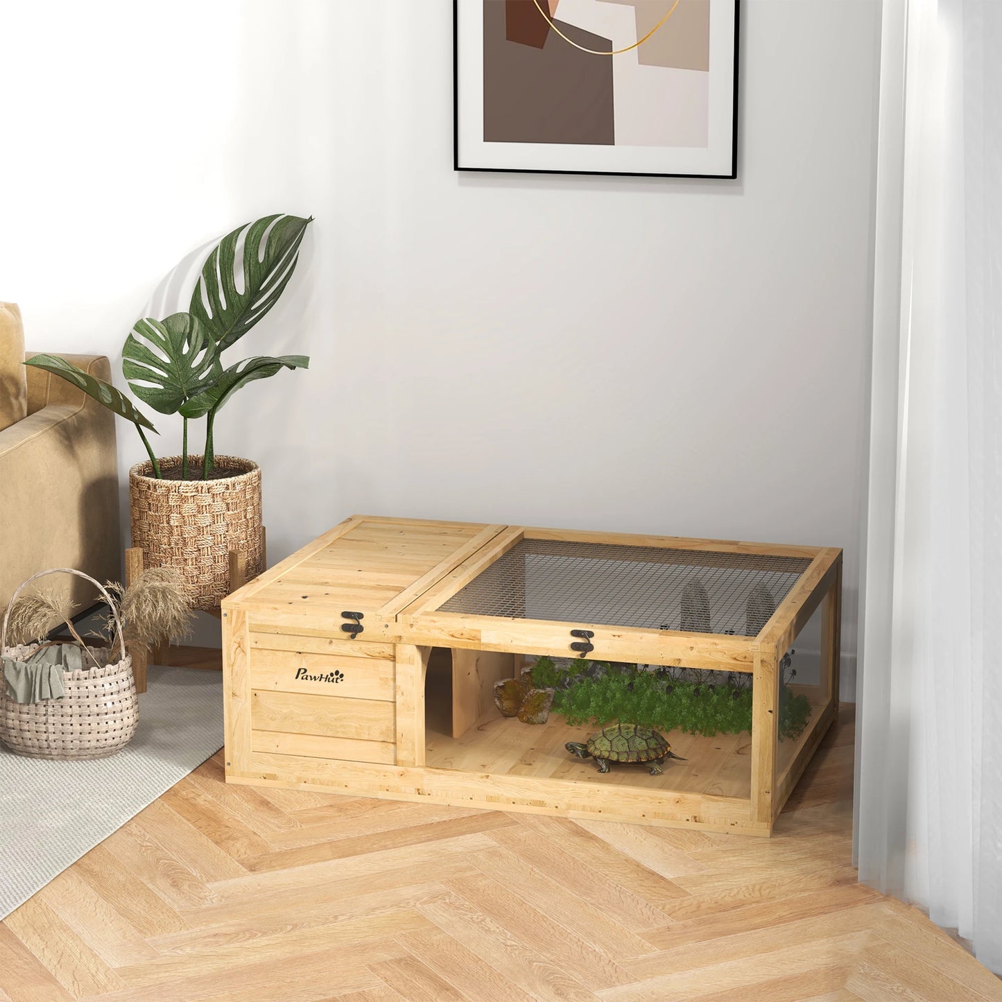 Maison Tortue Bois PawHut - Habitat Naturel & Sécurisé