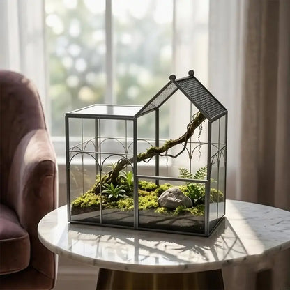 Terrarium Géométrique Noir Verre - 22cm