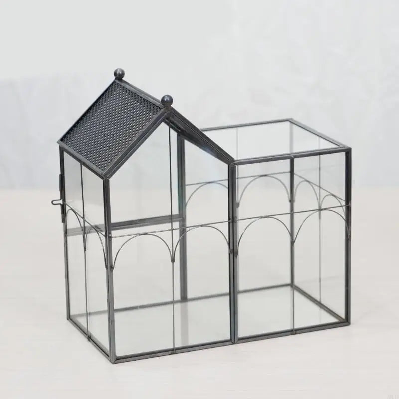 Terrarium Géométrique Noir Verre - 22cm