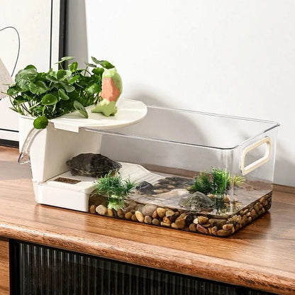 Terrarium Tortue Blanc avec Zone Humide/Sèche