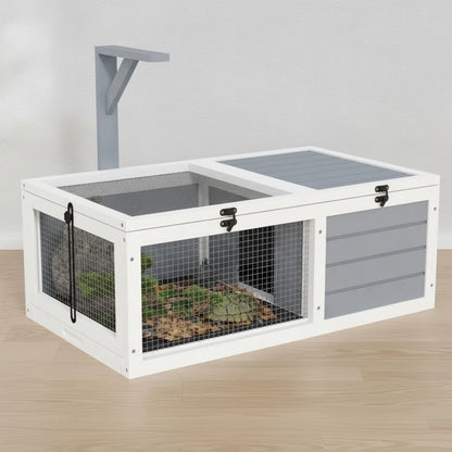 Enclos Tortue Terrestre PawHut - Double Espace & Support Lampe