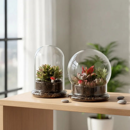 Cloche en Verre Décorative avec Base - Taille M