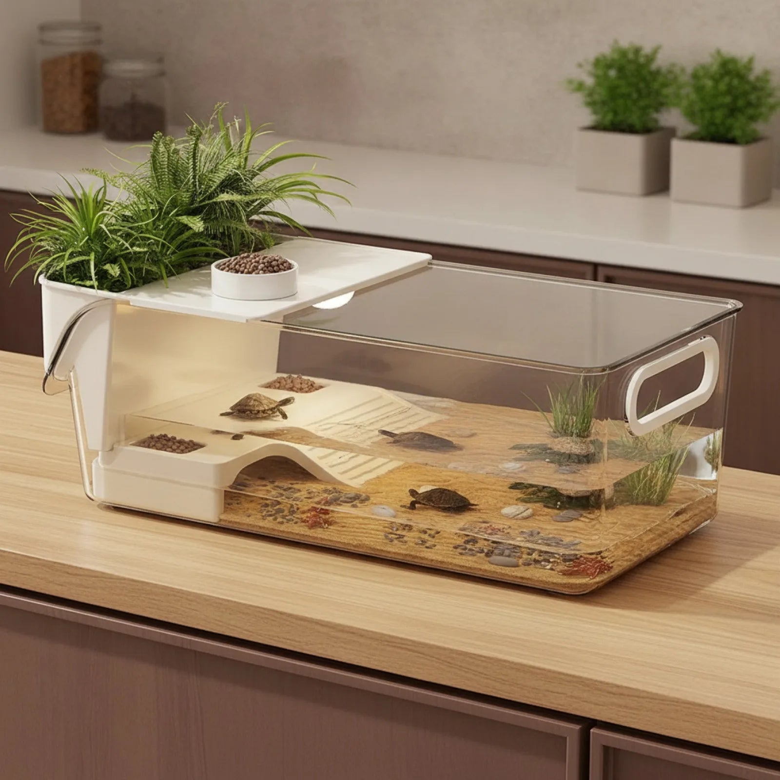 Habitat Tortue Multifonction : Bain, Repos & Jeu