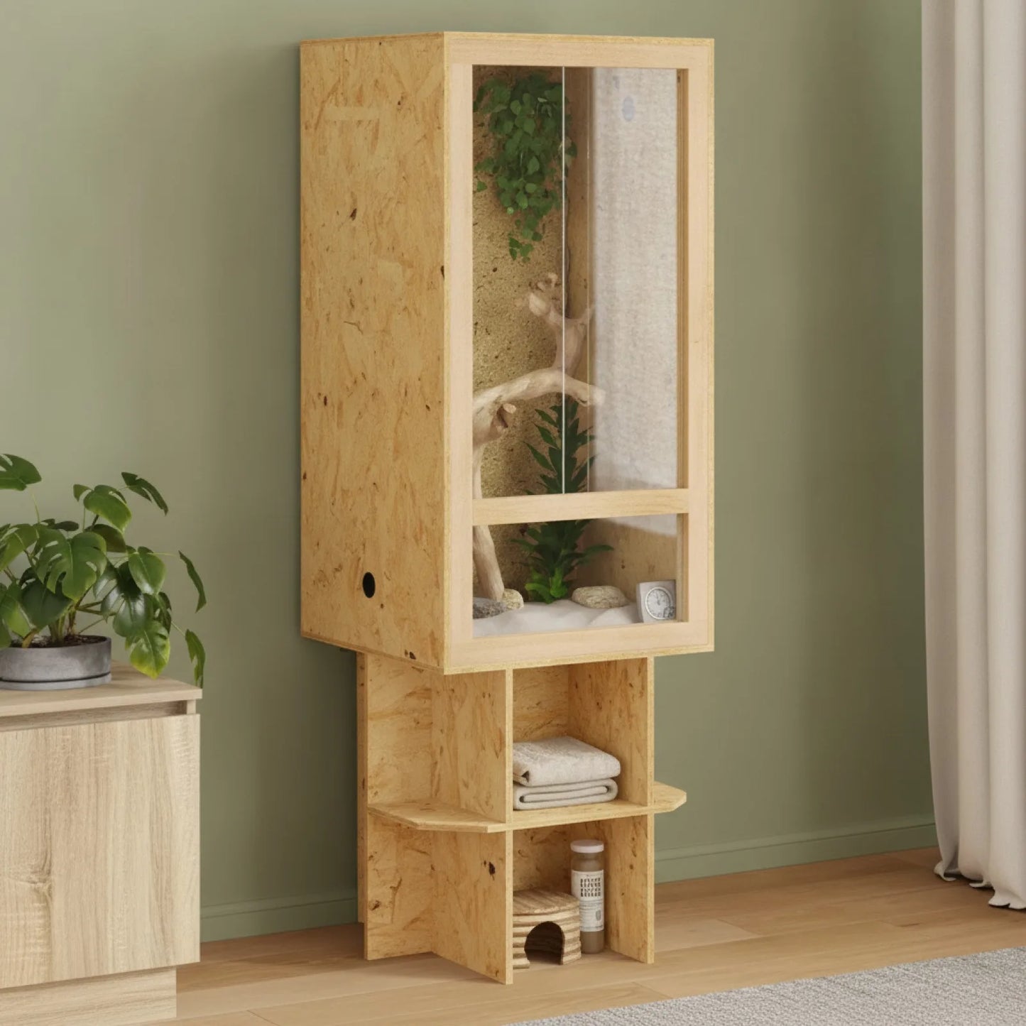 Terrarium OSB 50x50x150cm - Design Naturel & Fonctionnel