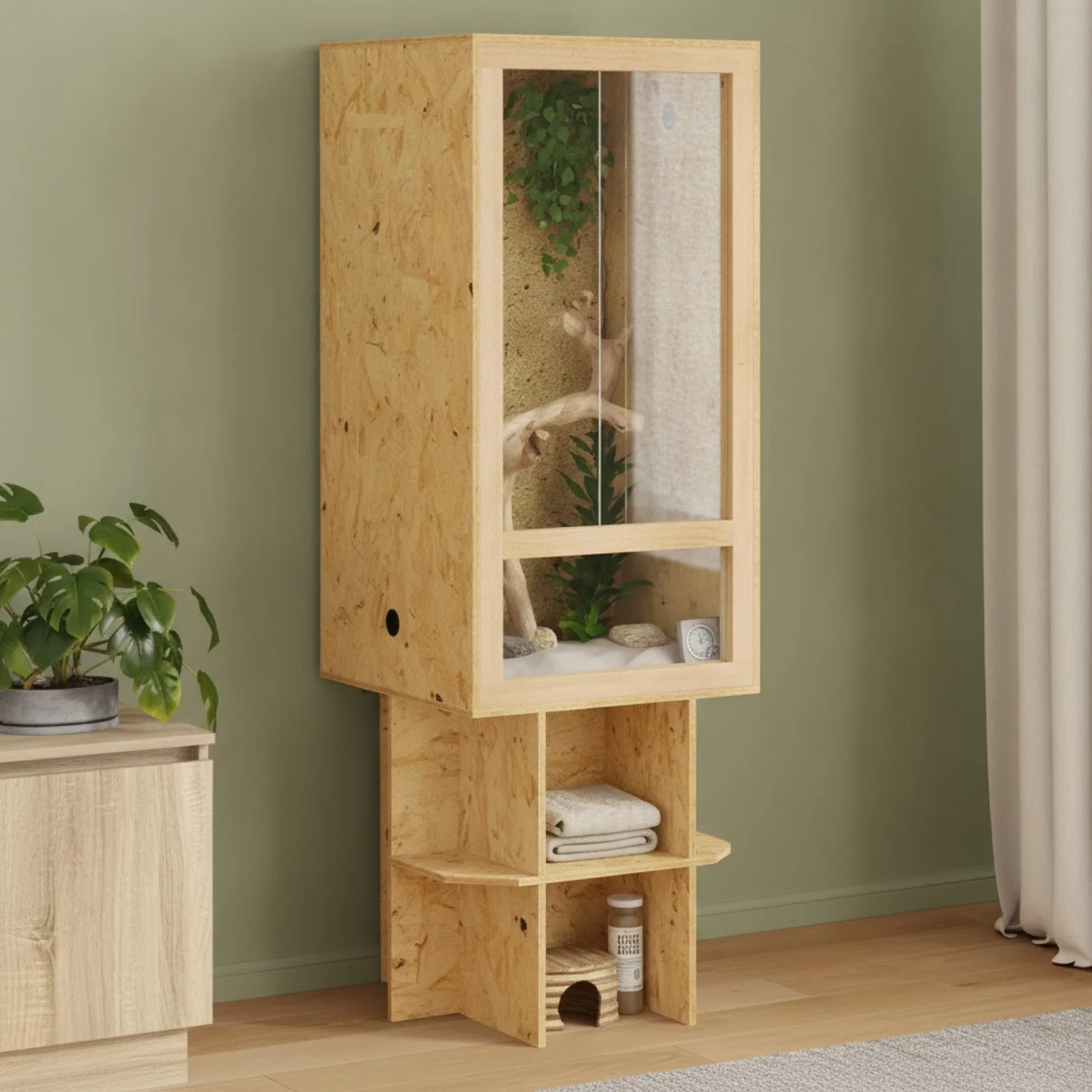 Terrarium OSB 50x50x150cm - Design Naturel & Fonctionnel