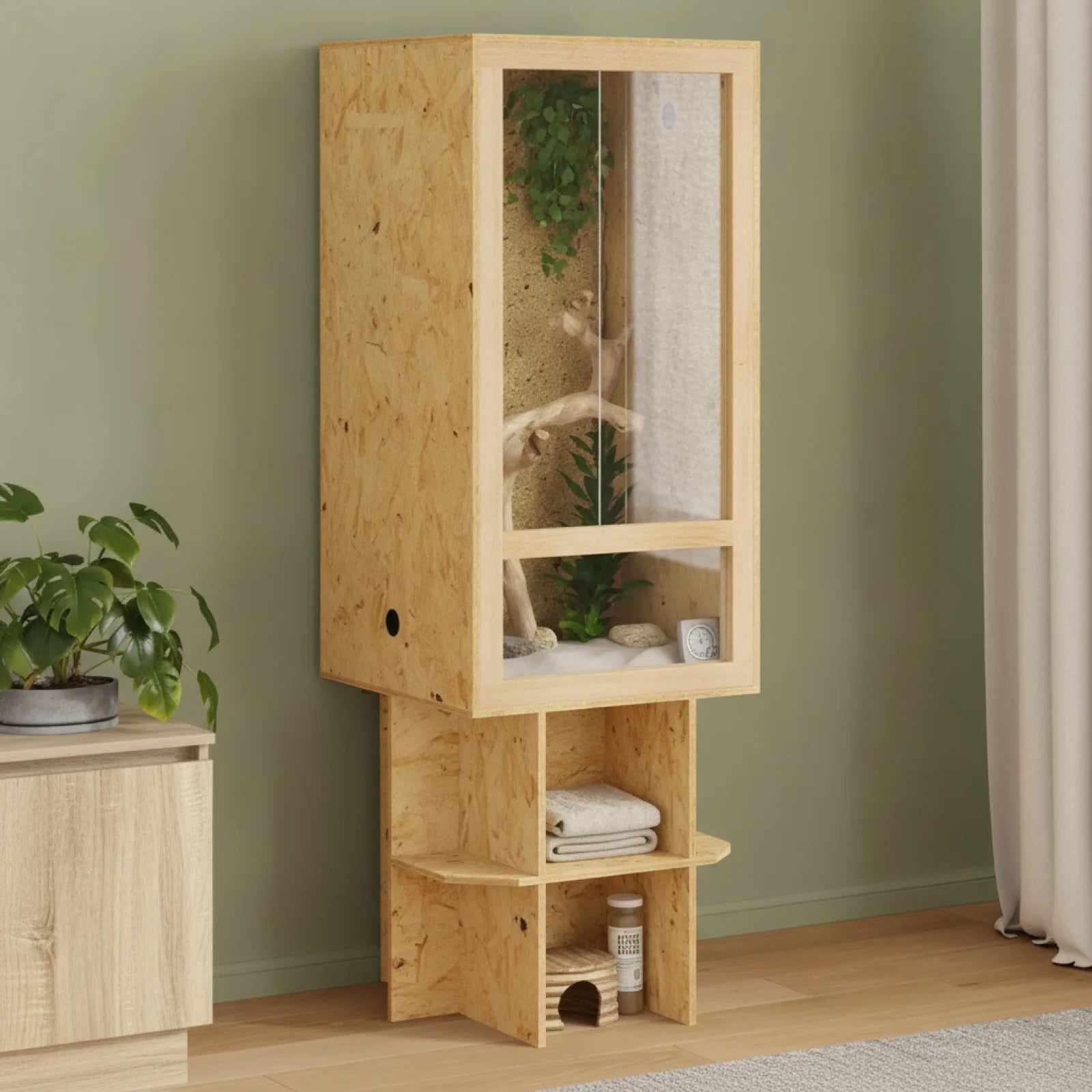 Terrarium OSB 50x50x150cm - Design Naturel & Fonctionnel