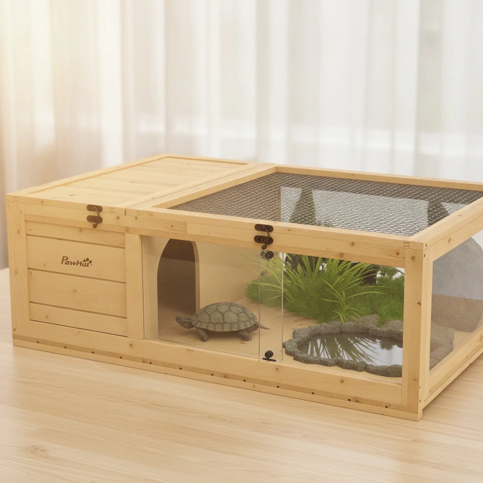 Maison Tortue Bois PawHut - Habitat Naturel & Sécurisé