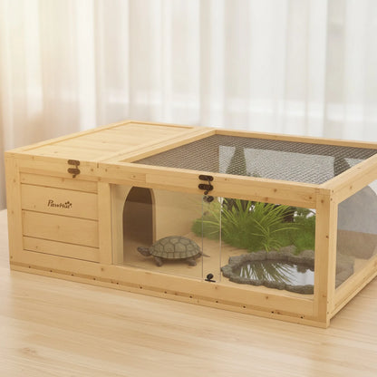 Maison Tortue Bois PawHut - Habitat Naturel & Sécurisé