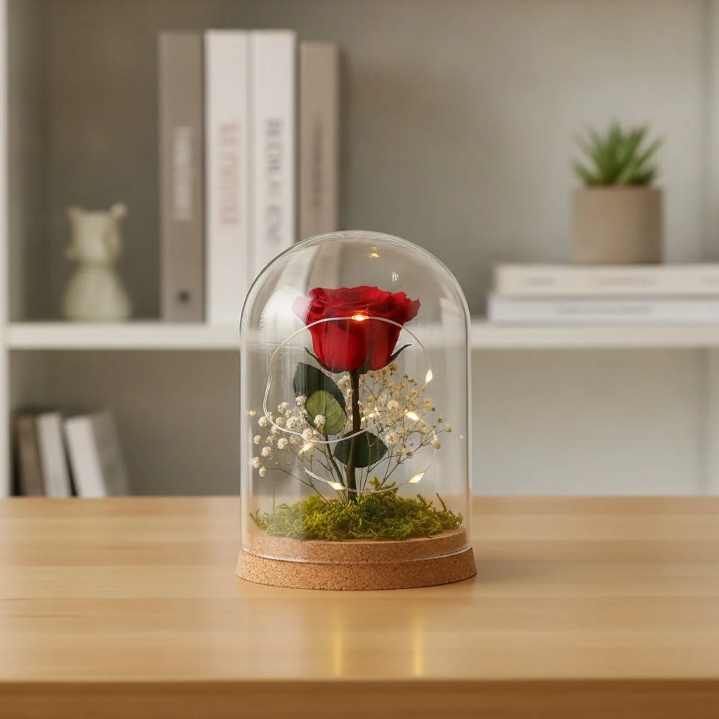 Cloche en Verre & Bois pour Fleurs Séchées et Plantes