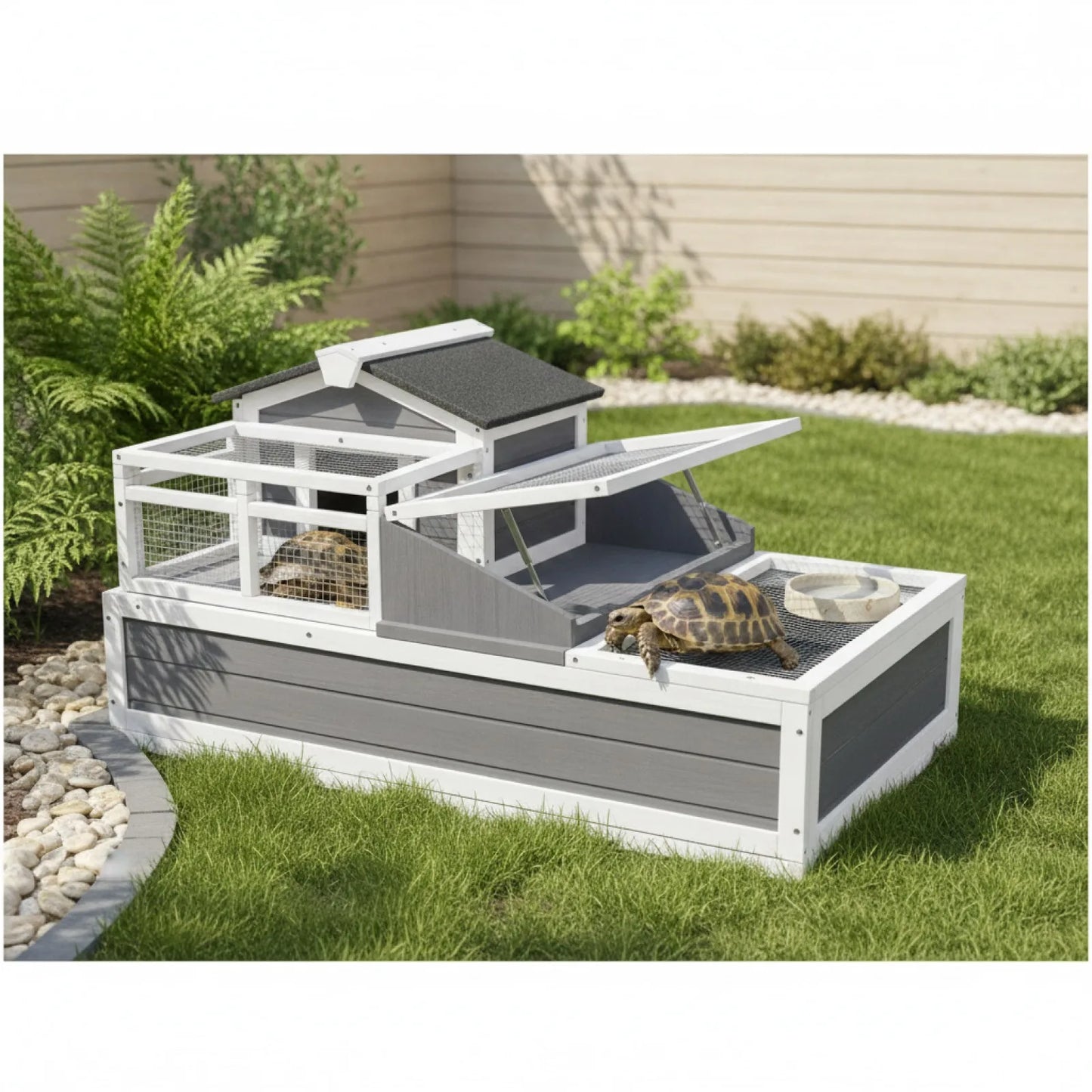 Habitat Tortue Bois Cèdre Double Niveau