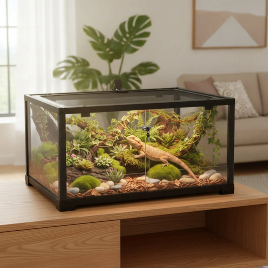 Terrarium PawHut 86L Verre Panoramique 360°