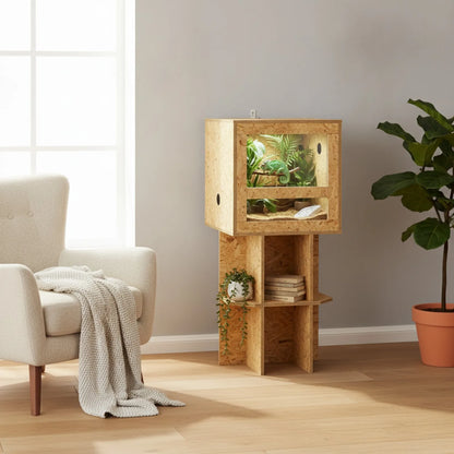Terrarium OSB Marron 40x40x50cm - Habitat Reptile Naturel