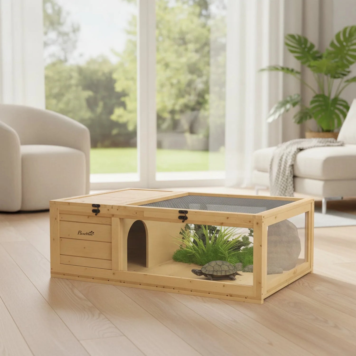 Maison Tortue Bois PawHut - Habitat Naturel & Sécurisé