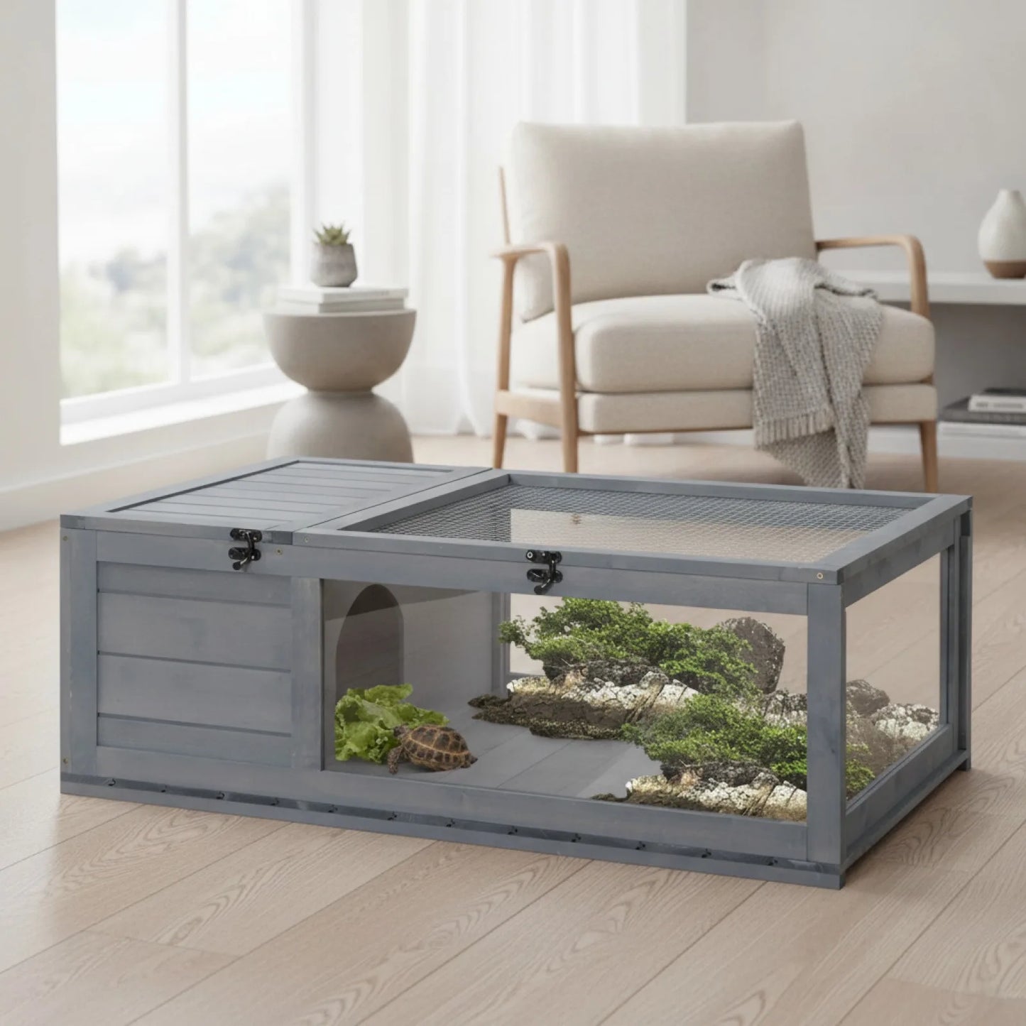 Habitat Tortue et Reptile PawHut 2 Espaces
