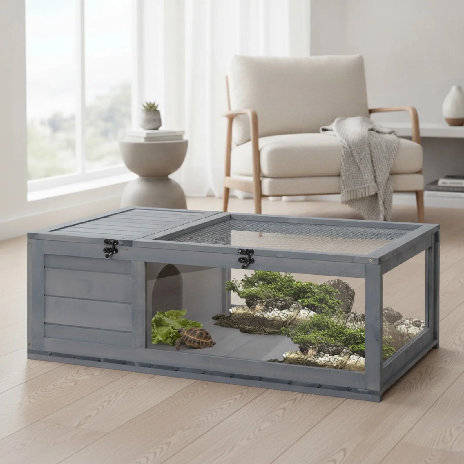 Habitat Tortue et Reptile PawHut 2 Espaces