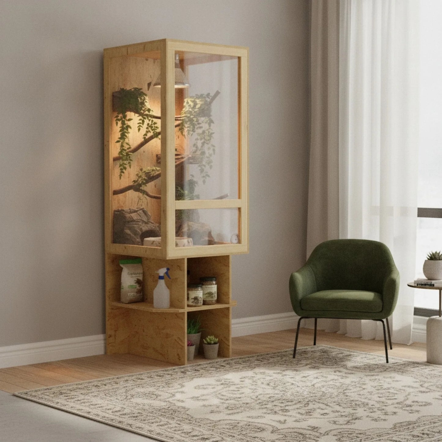 Terrarium Vertical OSB 50x50x150cm - Habitat Reptile Naturel