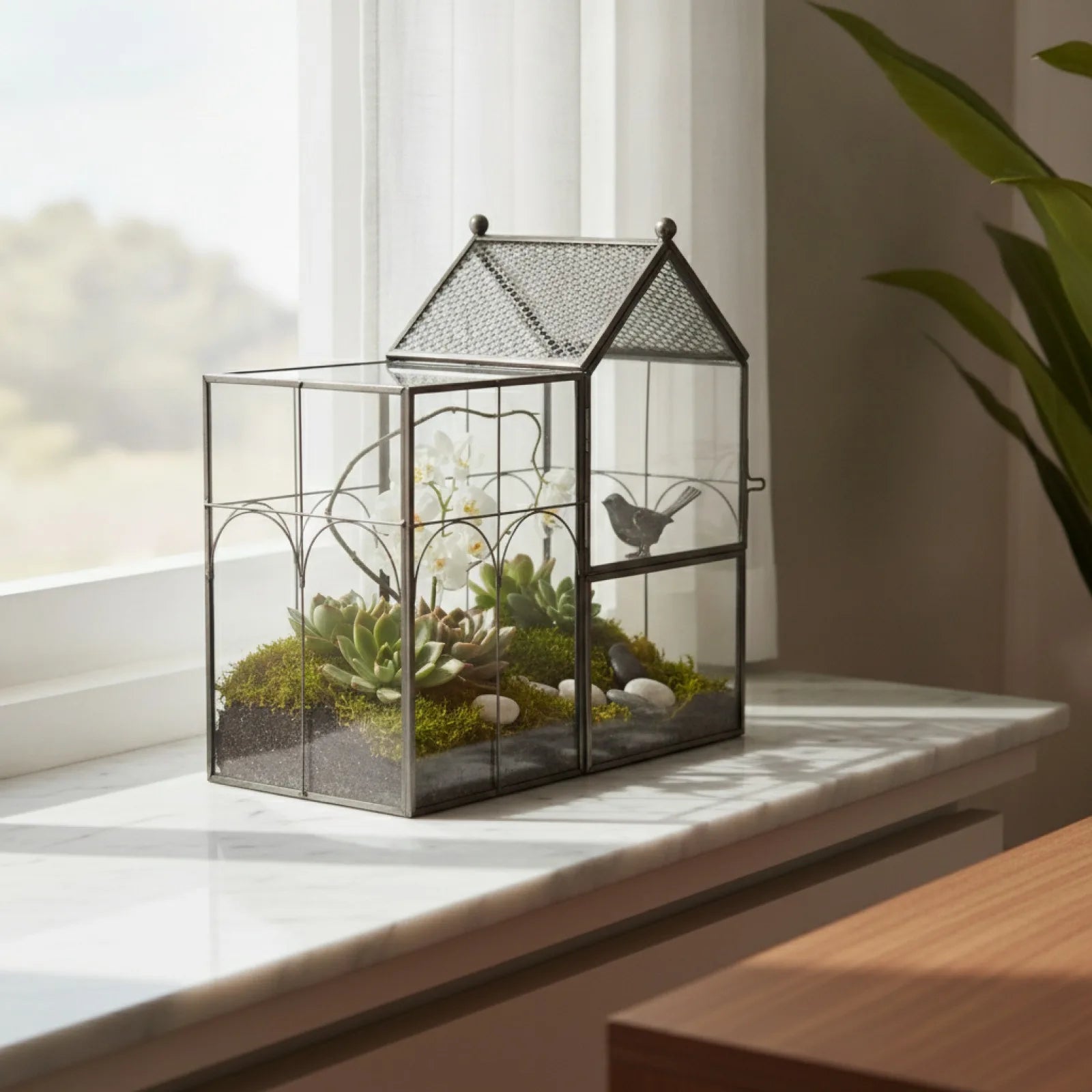 Terrarium Géométrique Noir Verre - 22cm