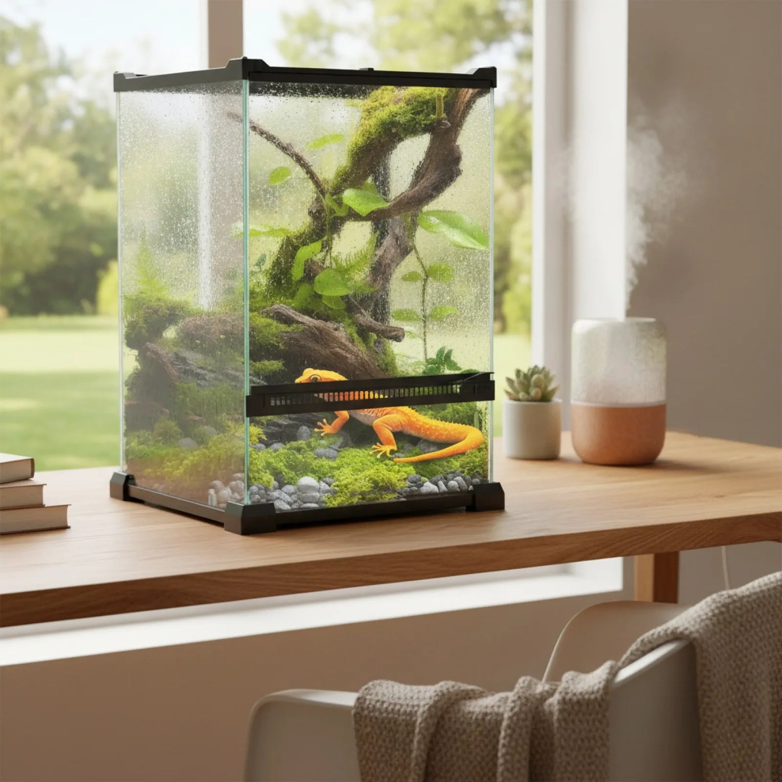 Terrarium Reptile PawHut Verre 12L Noir