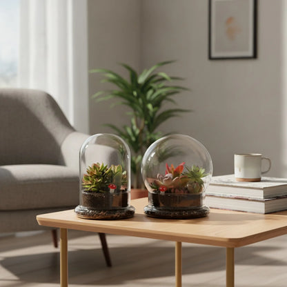 Cloche en Verre Décorative avec Base - Taille M