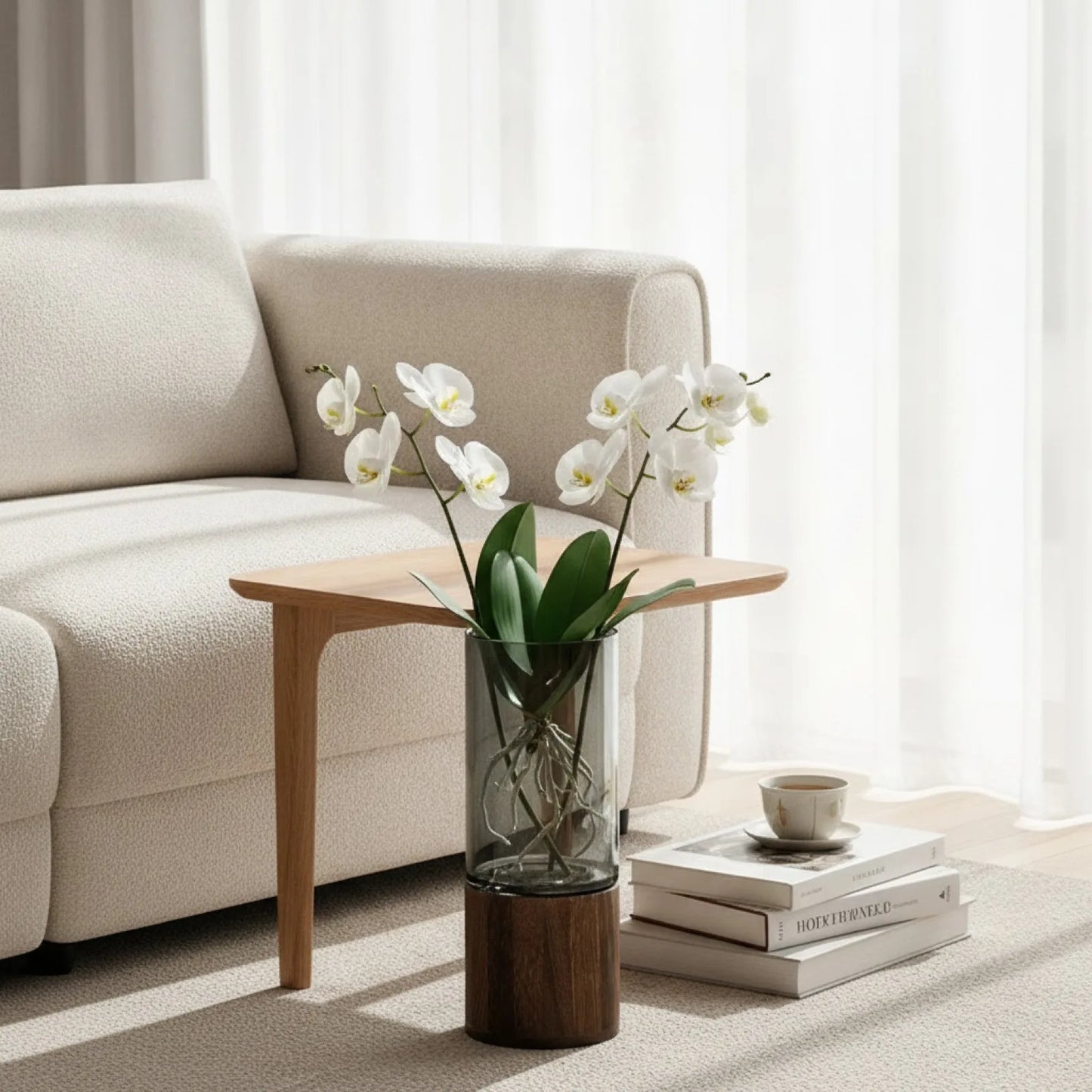 Vase Verre & Bois Hydroponie Design