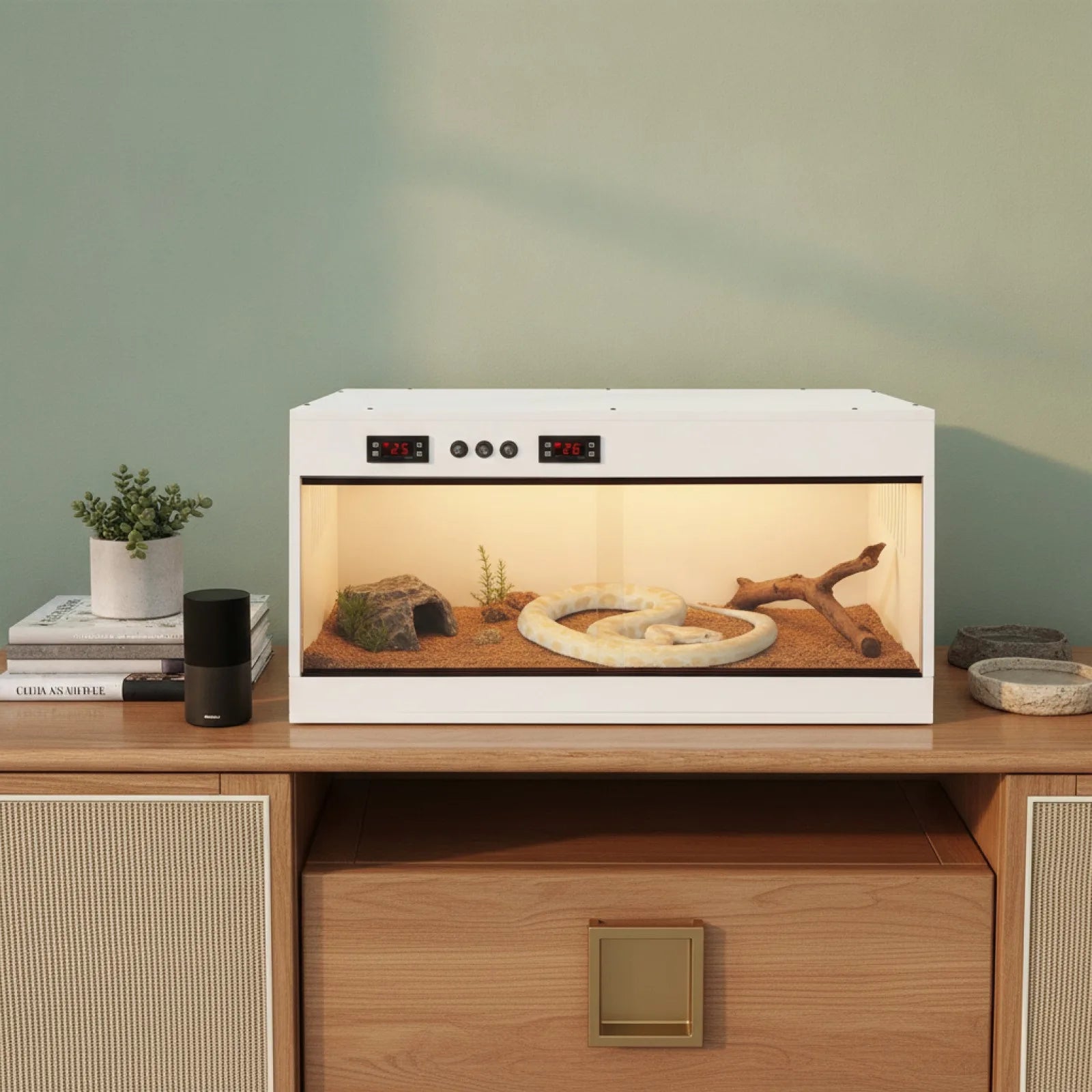 Habitat Reptile PVC & Verre avec Thermostat LCD