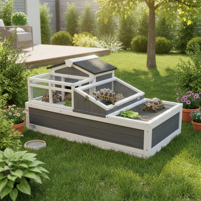 Habitat Tortue Bois Cèdre Double Niveau