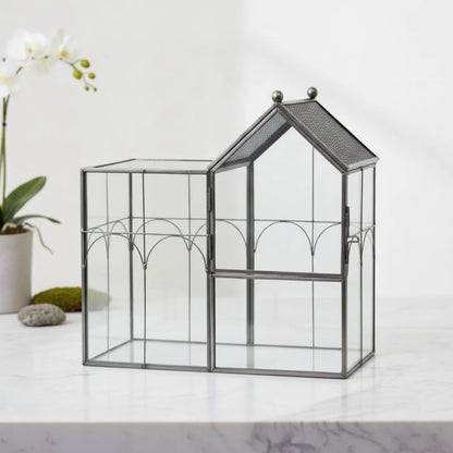 Terrarium Géométrique Noir Verre - 22cm